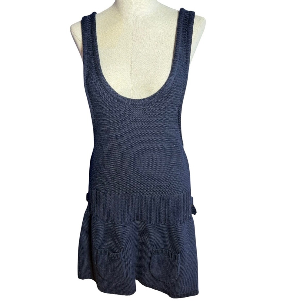 Marc by Marc Jacobs Navy Blue 100% Wool Knit Pinafore Overall Dress Large
